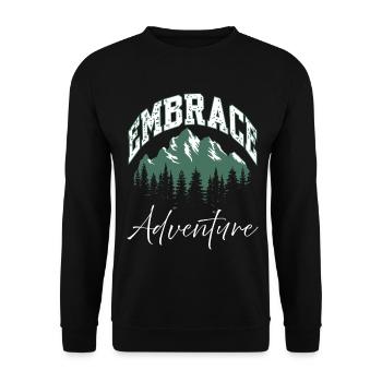 Umarme das Adventure Mountain Logo - Unisex Pullover - Schwarz - Vorne - Alina (178cm) & Michal (187cm)