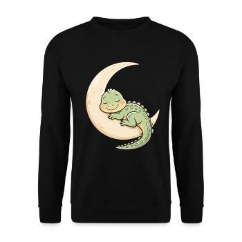 Moon Cuddle Dragon Sleep Dream - Unisex Sweatshirt - black - Front - Alina (178cm) & Michal (187cm)