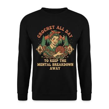 Crochet Lover Crochet All Day Keep Mental - Unisex Sweatshirt - black - Front - Alina (178cm) & Michal (187cm)