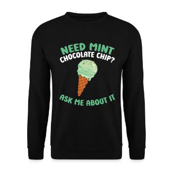 Cornet gaufré à la crème fraîche Menthe italienne - Sweat-shirt Unisexe - noir - Devant - Alina (178cm) & Michal (187cm)