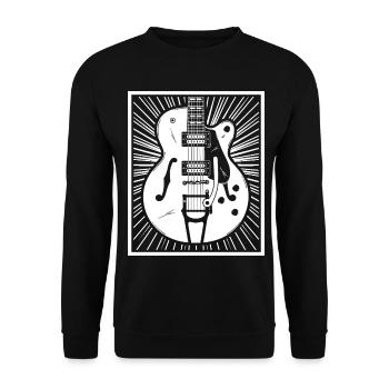 Retro-Gitarren-Silhouette - Unisex Pullover - Schwarz - Vorne - Alina (178cm) & Michal (187cm)