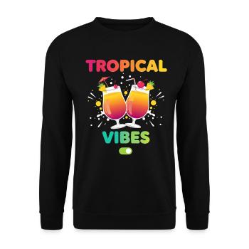 Tropical Vibes Urlaubsmodus - Unisex Pullover - Schwarz - Vorne - Alina (178cm) & Michal (187cm)
