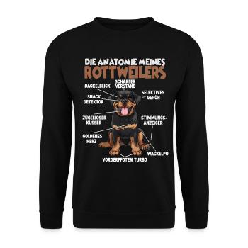 Hundebesitzer Rottweiler T Hunde Gassi Outfit Rott - Unisex Pullover - Schwarz - Vorne - Alina (178cm) & Michal (187cm)