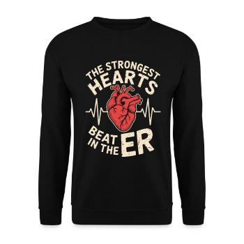 ER Nurse The Strongest Hearts Beat Medical Worker - Unisex Pullover - Schwarz - Vorne - Alina (178cm) & Michal (187cm)
