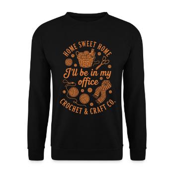 Drôle d’amoureux du crochet Maison Douce maison Je serai dans ma - Sweat-shirt Unisexe - noir - Devant - Alina (178cm) & Michal (187cm)