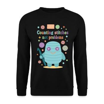 Maschen zählen, keine Probleme, lustiger Häkelliebhaber - Unisex Pullover - Schwarz - Vorne - Alina (178cm) & Michal (187cm)