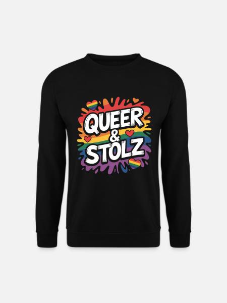 Queer and Proud Rainbow LGBTQ Pride - Unisex Sweatshirt - black