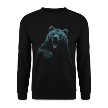 Grizzly Bear Hiking Camping Vintage Brown Bear - Unisex Sweatshirt - black - Front - Alina (178cm) & Michal (187cm)