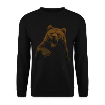 Grizzly Bear Hiking Camping Vintage Brown Bear - Unisex Sweatshirt - black - Front - Alina (178cm) & Michal (187cm)