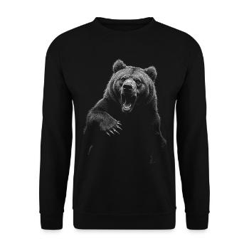 Grizzly Bear Hiking Camping Vintage Brown Bear - Unisex Sweatshirt - black - Front - Alina (178cm) & Michal (187cm)