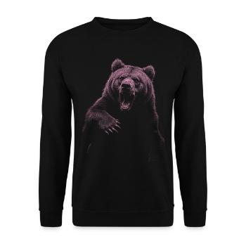 Grizzly Bear Hiking Camping Vintage Brown Bear - Unisex Sweatshirt - black - Front - Alina (178cm) & Michal (187cm)