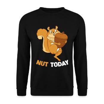 NUT TODAY Eichhörnchen Eichel - Unisex Pullover - Schwarz - Vorne - Alina (178cm) & Michal (187cm)