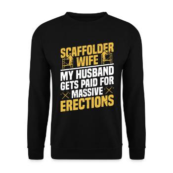 Épouse d’échafaudage ouvrier du bâtiment - Sweat-shirt Unisexe - noir - Devant - Alina (178cm) & Michal (187cm)