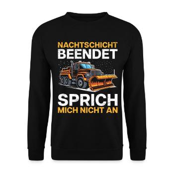 Winterdienst NACHTSCHICHT BEENDET Lustiges - Unisex Pullover - Schwarz - Vorne - Alina (178cm) & Michal (187cm)