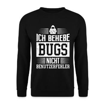 Coder ICH BEHEBE BUGS NICHT BENUTZERFEHLER LUSTIG - Unisex Pullover - Schwarz - Vorne - Alina (178cm) & Michal (187cm)