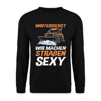 WINTERDIENST WIR MACHEN STRAßEN SEXY Lustig - Unisex Pullover - Schwarz - Vorne - Alina (178cm) & Michal (187cm)