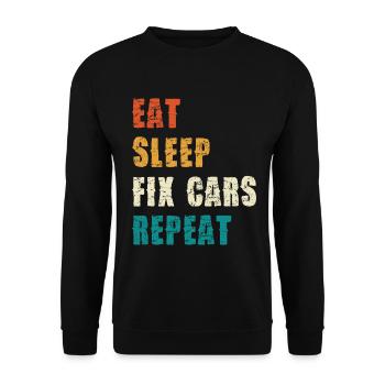 MANGE, DORME, RÉPARE LES VOITURES RÉPÈTE - Sweat-shirt Unisexe - noir - Devant - Alina (178cm) & Michal (187cm)