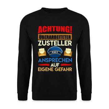 Postmen ATTENTION! REVISED DELIVERY MAN - Unisex Sweatshirt - black - Front - Alina (178cm) & Michal (187cm)