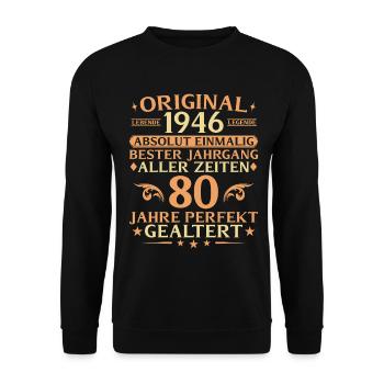 80 Years Perfectly Aged Vintage 1946 - Unisex Sweatshirt - black - Front - Alina (178cm) & Michal (187cm)