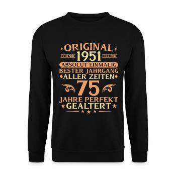 75 years perfectly aged vintage 1951 - Unisex Sweatshirt - black - Front - Alina (178cm) & Michal (187cm)