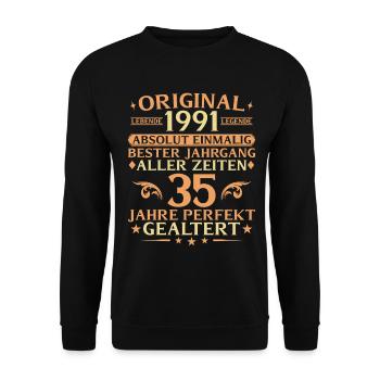 35 years perfectly aged vintage 1991 - Unisex Sweatshirt - black - Front - Alina (178cm) & Michal (187cm)