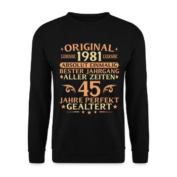 45 years perfectly aged vintage 1981 - Unisex Sweatshirt - black - Front - Alina (178cm) & Michal (187cm)