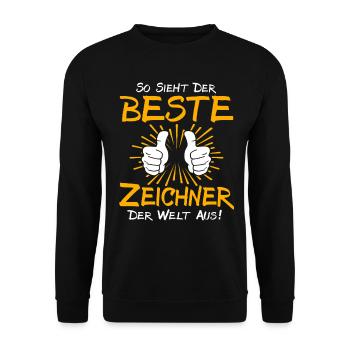Zeichner Geschenkidee - Unisex Pullover - Schwarz - Vorne - Alina (178cm) & Michal (187cm)