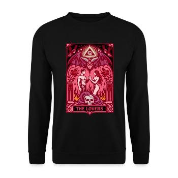 Die Liebenden | Tarot Gothic | Valentins Tag - Unisex Pullover - Schwarz - Vorne - Alina (178cm) & Michal (187cm)