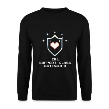 Support Class IRL | Solidité du travail social - Sweat-shirt Unisexe - noir - Devant - Alina (178cm) & Michal (187cm)