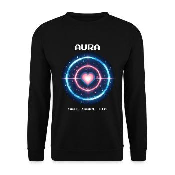 Safe Space Aura | Soziale Arbeit Empathie - Unisex Pullover - Schwarz - Vorne - Alina (178cm) & Michal (187cm)