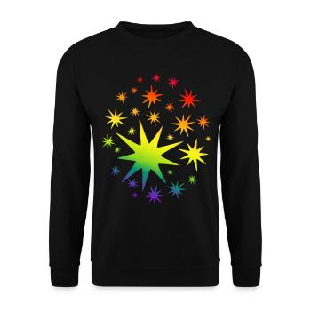 Dégradé arc-en-ciel des étoiles colorées - Sweat-shirt Unisexe - noir - Devant - Alina (178cm) & Michal (187cm)