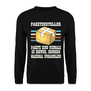 Postboten PAKETZUSTELLER PAKETE SIND NIEMALS ZU - Unisex Pullover - Schwarz - Vorne - Alina (178cm) & Michal (187cm)
