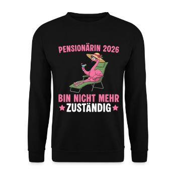 Pensioner 2026 Flamingo - Pension Farewell - Unisex Sweatshirt - black - Front - Alina (178cm) & Michal (187cm)
