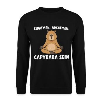 Inhale Exhale Being Capybara - Yoga - Unisex Sweatshirt - black - Front - Alina (178cm) & Michal (187cm)