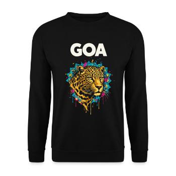 Goa Leopard Mandala - Unisex Pullover - Schwarz - Vorne - Alina (178cm) & Michal (187cm)