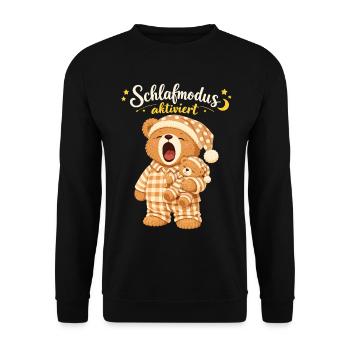 Sleep Shirt Sleeping Pajamas Teddy Bear Sleep Mode - Unisex Sweatshirt - black - Front - Alina (178cm) & Michal (187cm)