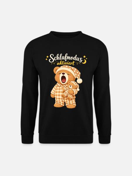Schlafshirt Schlafen Pyjama Teddybär Schlafmodus - Unisex Pullover - Schwarz