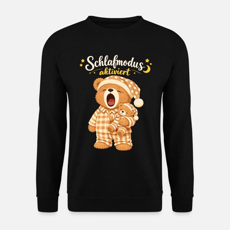 Sleep Shirt Sleeping Pajamas Teddy Bear Sleep Mode - Unisex Sweatshirt - black
