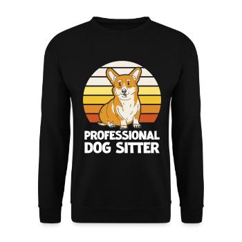 Corgi Profi-Hundesitter Retro - Unisex Pullover - Schwarz - Vorne - Alina (178cm) & Michal (187cm)