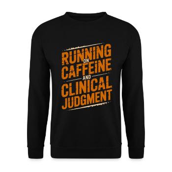 Nurse Practitioner Running On Caffeine Nursing - Unisex Pullover - Schwarz - Vorne - Alina (178cm) & Michal (187cm)