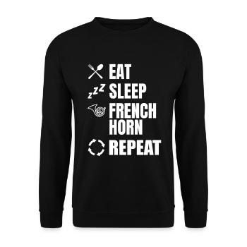 Eat Sleep French Horn Repeat - Unisex Sweatshirt - black - Front - Alina (178cm) & Michal (187cm)