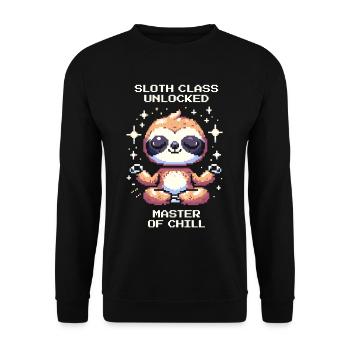 Sloth Class Unlocked | Chill - Unisex Sweatshirt - black - Front - Alina (178cm) & Michal (187cm)