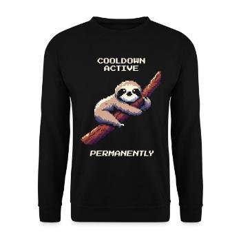 Cooldown active | Sloth Gamer Humor - Unisex Sweatshirt - black - Front - Alina (178cm) & Michal (187cm)