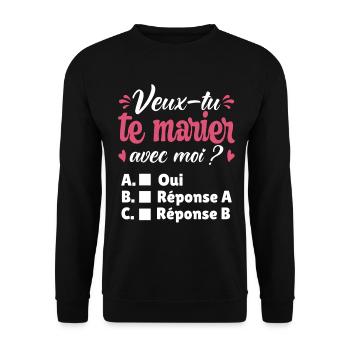 Marriage Proposal Romantic Couple Valentine's Day - Unisex Sweatshirt - black - Front - Alina (178cm) & Michal (187cm)