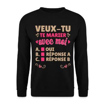 Original Marriage Proposal Couple Valentine's Day - Unisex Sweatshirt - black - Front - Alina (178cm) & Michal (187cm)