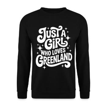 Just a Girl who Loves Greenland Grönland Fan - Unisex Pullover - Schwarz - Vorne - Alina (178cm) & Michal (187cm)