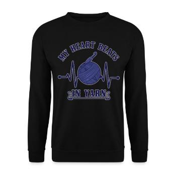 Mein Herz schlägt in Garn Lustiger Häkelliebhaber - Unisex Pullover - Schwarz - Vorne - Alina (178cm) & Michal (187cm)