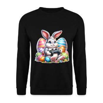 Osterhase Gaming Gamer - Unisex Pullover - Schwarz - Vorne - Alina (178cm) & Michal (187cm)