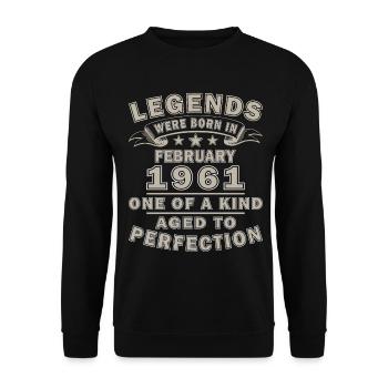 Anniversaire février 1961 Cadeau rétro - Sweat-shirt Unisexe - noir - Devant - Alina (178cm) & Michal (187cm)
