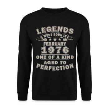 50th Birthday Gift Husband Original February 1976 - Unisex Sweatshirt - black - Front - Alina (178cm) & Michal (187cm)